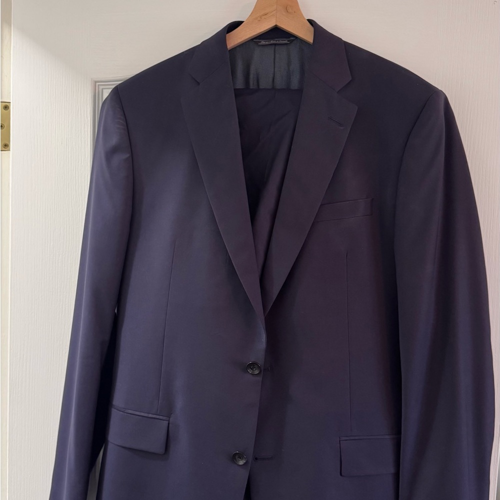 Mens 100% Wool Navy Suit